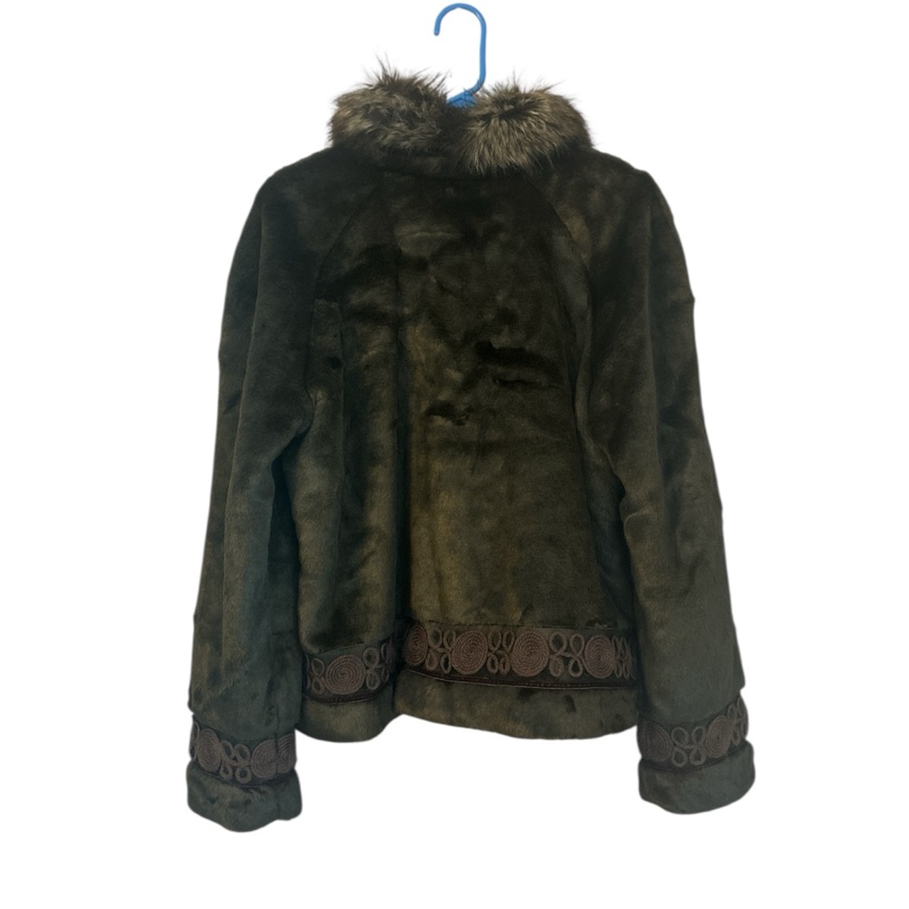 Midnight Velvet Faux Fur Jacket Hook Closure Sleeve and Hem Detail Size Large - Picture 2 of 12